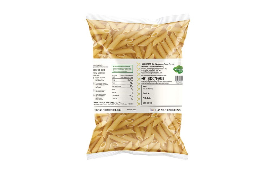 Wingreens Farms Durum Wheat Pasta Penne   Pack  400 grams